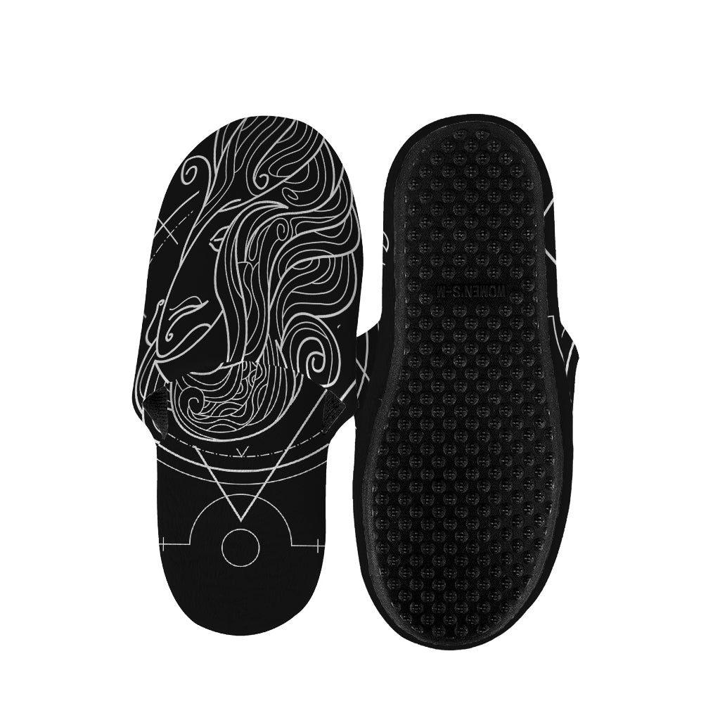 Black And White Virgo Sign Print Slippers