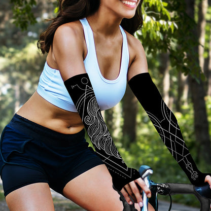 Black And White Virgo Sign Print Sun Protection Arm Sleeves