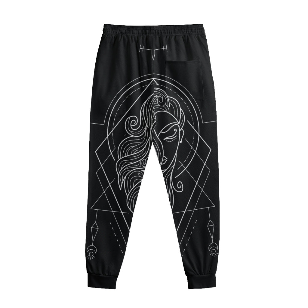 Black And White Virgo Sign Print Sweatpants