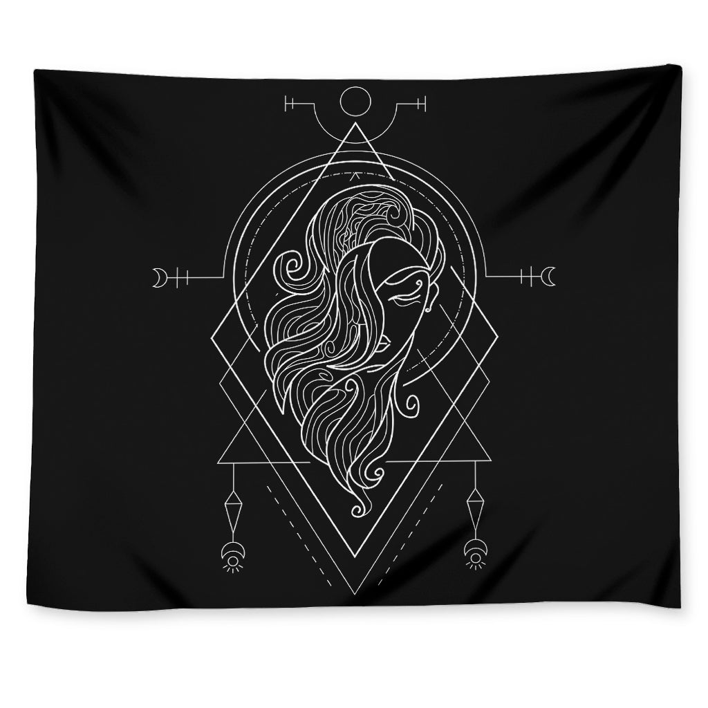 Black And White Virgo Sign Print Tapestry