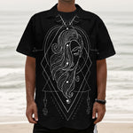 Black And White Virgo Sign Print Textured Short Sleeve Shirt