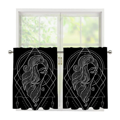 Black And White Virgo Sign Print Tier Curtains