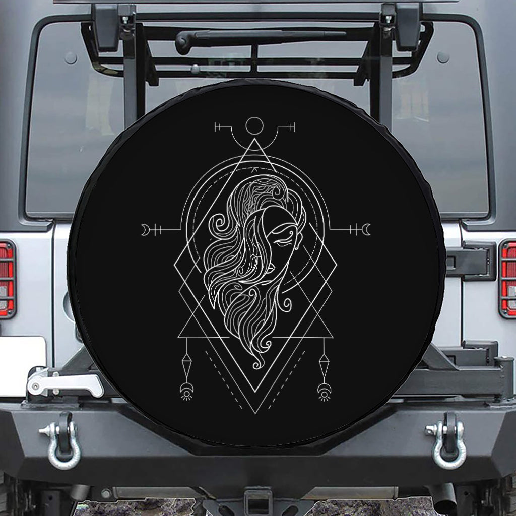 Black And White Virgo Sign Print Tire Cover