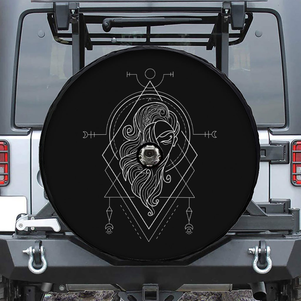 Black And White Virgo Sign Print Tire Cover With Camera Hole