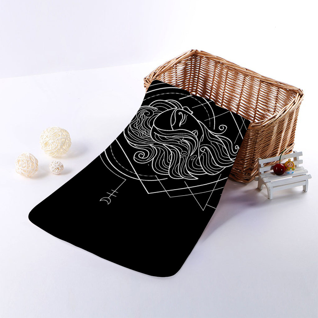 Black And White Virgo Sign Print Towel
