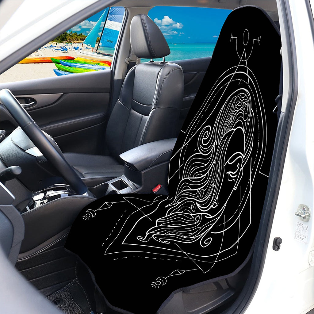 Black And White Virgo Sign Print Waterproof Car Seat Cover