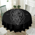 Black And White Virgo Sign Print Waterproof Round Tablecloth