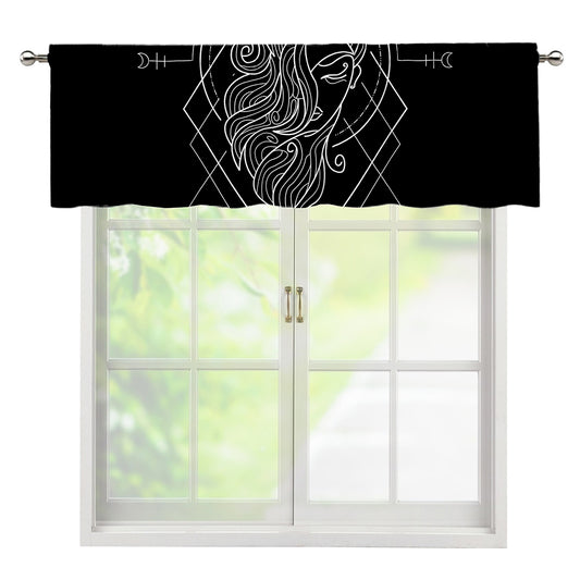 Black And White Virgo Sign Print Window Valance