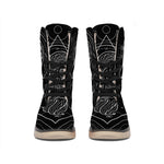 Black And White Virgo Sign Print Winter Boots