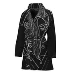 Black And White Virgo Sign Print Women's Bathrobe