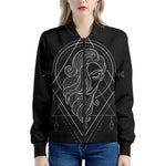 Black And White Virgo Sign Print Women's Bomber Jacket