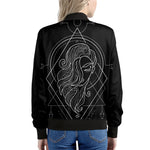 Black And White Virgo Sign Print Women's Bomber Jacket