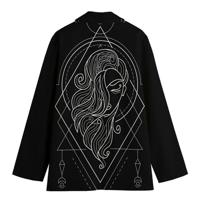Black And White Virgo Sign Print Women's Cotton Blazer