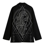 Black And White Virgo Sign Print Women's Cotton Blazer