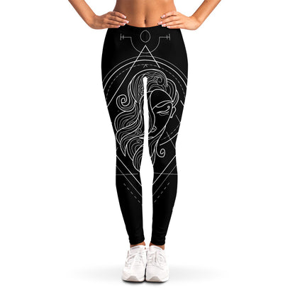 Black And White Virgo Sign Print Women's Leggings