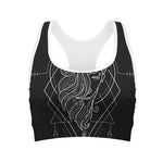 Black And White Virgo Sign Print Women's Sports Bra
