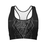 Black And White Virgo Sign Print Women's Sports Bra
