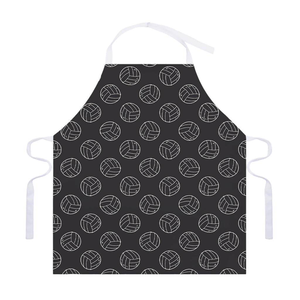 Black And White Volleyball Pattern Print Adjustable Apron