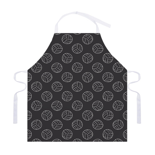 Black And White Volleyball Pattern Print Adjustable Apron