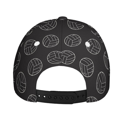 Black And White Volleyball Pattern Print Baseball Cap