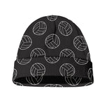 Black And White Volleyball Pattern Print Beanie
