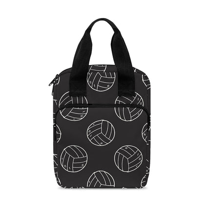Black And White Volleyball Pattern Print Bible Tote Bag