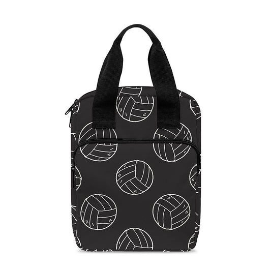 Black And White Volleyball Pattern Print Bible Tote Bag