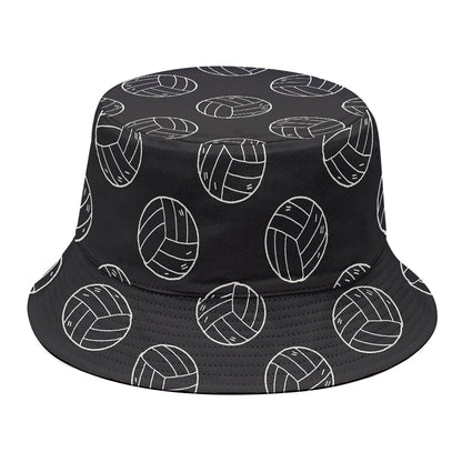 Black And White Volleyball Pattern Print Bucket Hat