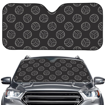 Black And White Volleyball Pattern Print Car Windshield Sun Shade