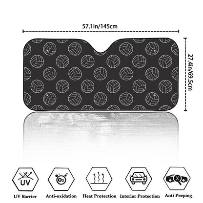 Black And White Volleyball Pattern Print Car Windshield Sun Shade