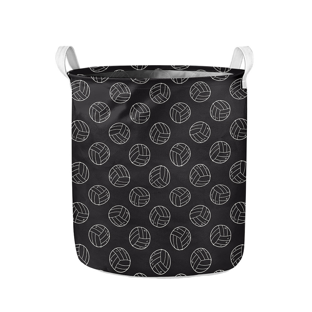 Black And White Volleyball Pattern Print Collapsible Laundry Basket