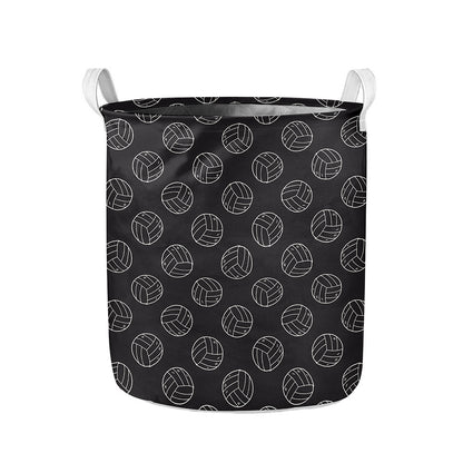 Black And White Volleyball Pattern Print Collapsible Laundry Basket