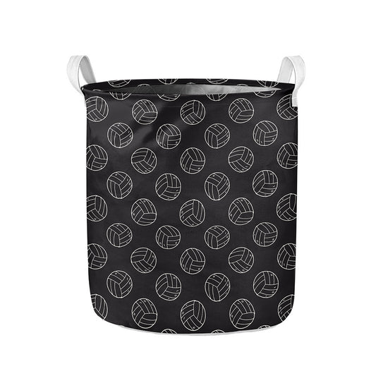 Black And White Volleyball Pattern Print Collapsible Laundry Basket