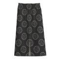 Black And White Volleyball Pattern Print Cotton Front Slit Maxi Skirt