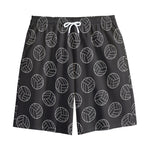 Black And White Volleyball Pattern Print Cotton Shorts