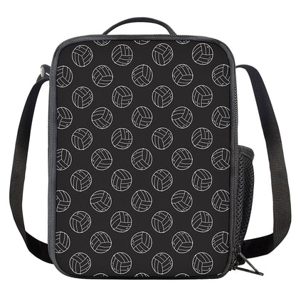 Black And White Volleyball Pattern Print Crossbody Lunch Bag