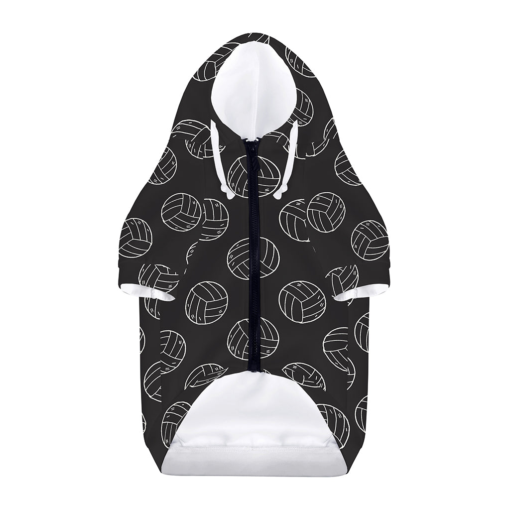 Black And White Volleyball Pattern Print Dog Zip Up Hoodie