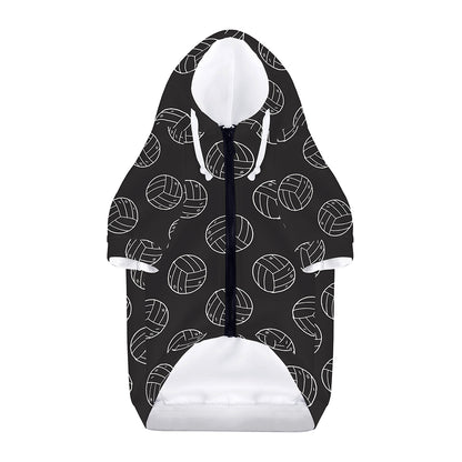Black And White Volleyball Pattern Print Dog Zip Up Hoodie