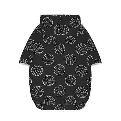 Black And White Volleyball Pattern Print Dog Zip Up Hoodie