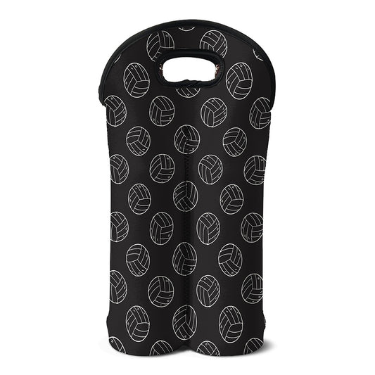 Black And White Volleyball Pattern Print Double Neoprene Wine Tote