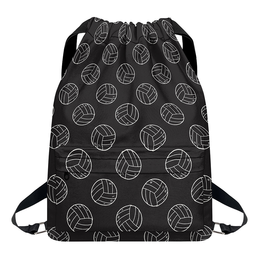 Black And White Volleyball Pattern Print Drawstring Backpack