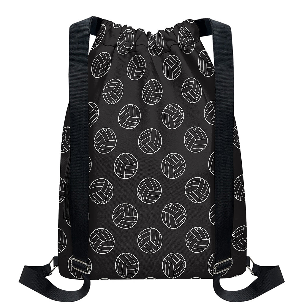 Black And White Volleyball Pattern Print Drawstring Backpack