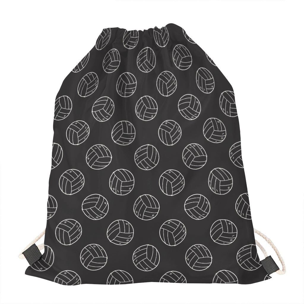 Black And White Volleyball Pattern Print Drawstring Bag