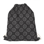 Black And White Volleyball Pattern Print Drawstring Bag