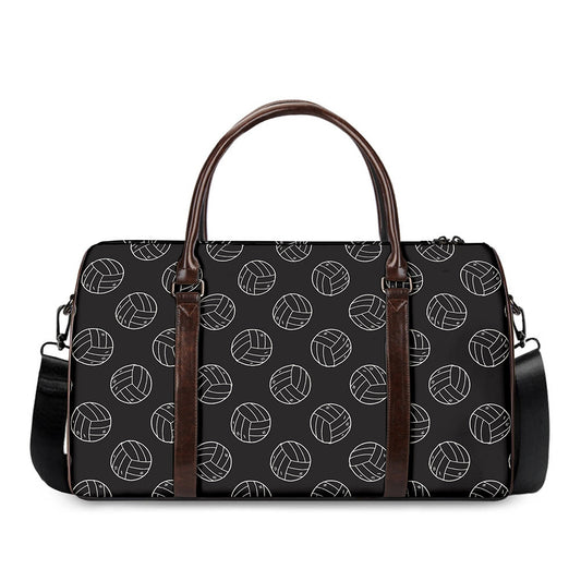 Black And White Volleyball Pattern Print Duffle Bag
