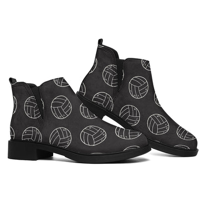 Black And White Volleyball Pattern Print Flat Ankle Boots