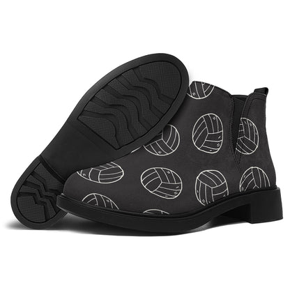Black And White Volleyball Pattern Print Flat Ankle Boots