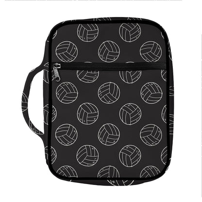 Black And White Volleyball Pattern Print Front Pocket Bible Bag