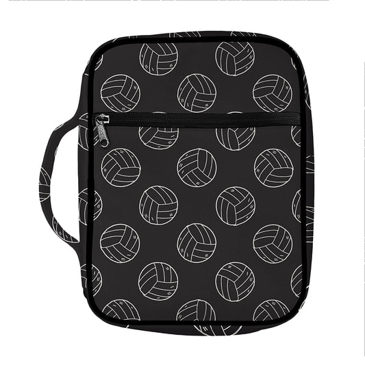 Black And White Volleyball Pattern Print Front Pocket Bible Bag