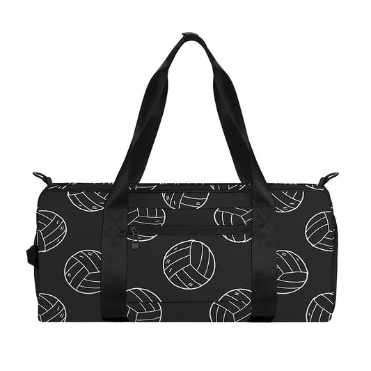 Black And White Volleyball Pattern Print Gym Bag